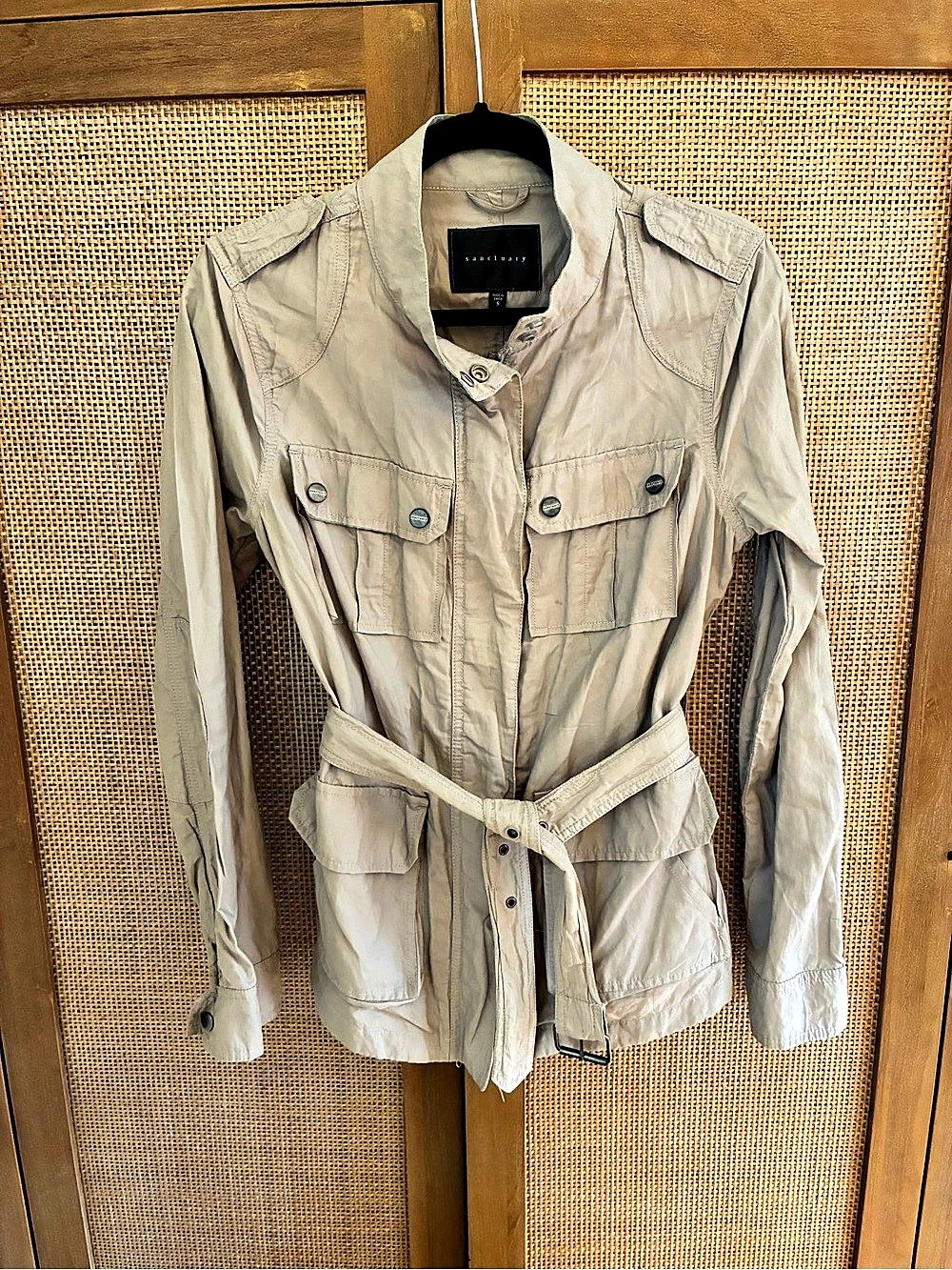 Sanctuary Cotton/Nylon Utility Jacket in Beige Size Small
